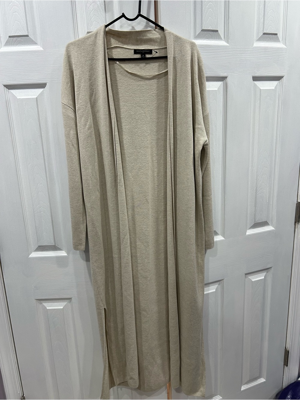 Banana Republic Long Open-Front Cardigan in Light Beige